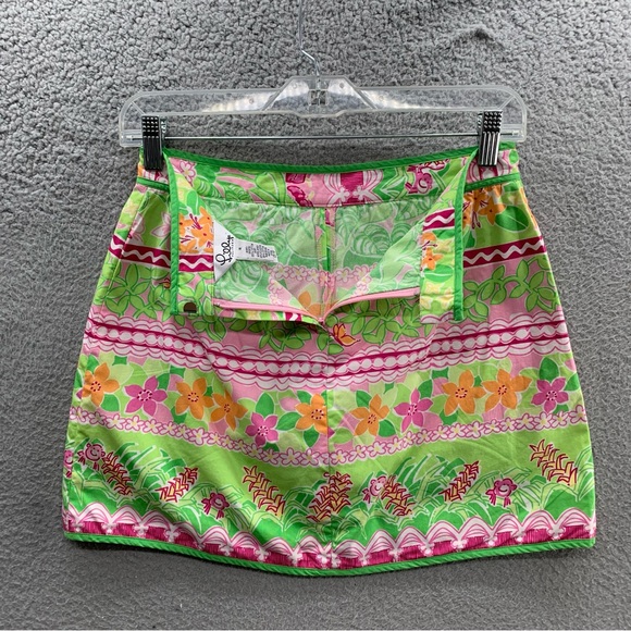 Lilly Pulitzer Girls Size 14 Mini Shorts Skirt Skort Green Multicolor Back Zip - Picture 9 of 10